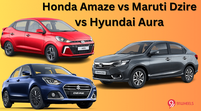 Honda Amaze VS Maruti Dzire VS Hyundai Aura: Detailed Comaprison