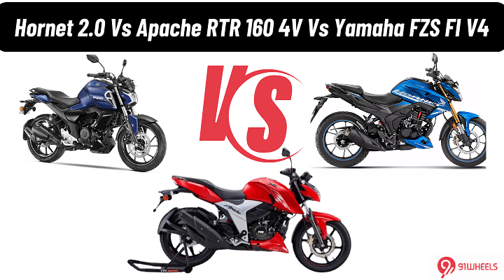 Honda Hornet 2.0 Vs Apache RTR 160 4V Vs Yamaha FZS FI V4: Detailed ...