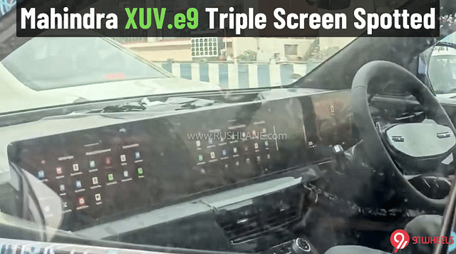 Upcoming Mahindra XUV.e9 Electric SUV's Triple Screen Setup Spotted - See Images!