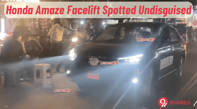 Upcoming Honda Amaze Facelift Spotted Without Camouflage - See Images!