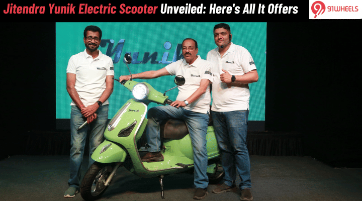 Jitendra Yunik Electric Scooter Unveiled: 118 Km Range, Bluetooth Connectivity and More Jitendra Yunik Electric Scooter Unveiled: 118 Km Range, Bluetooth Connectivity and More