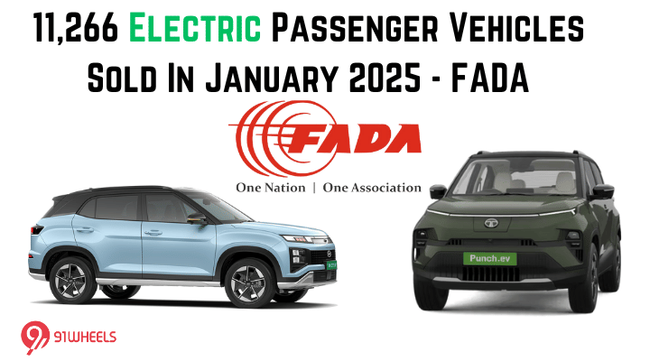 11,266 Electric Passenger Vehicles Sold In January 2025 - FADA 11,266 Electric Passenger Vehicles Sold In January 2025 - FADA