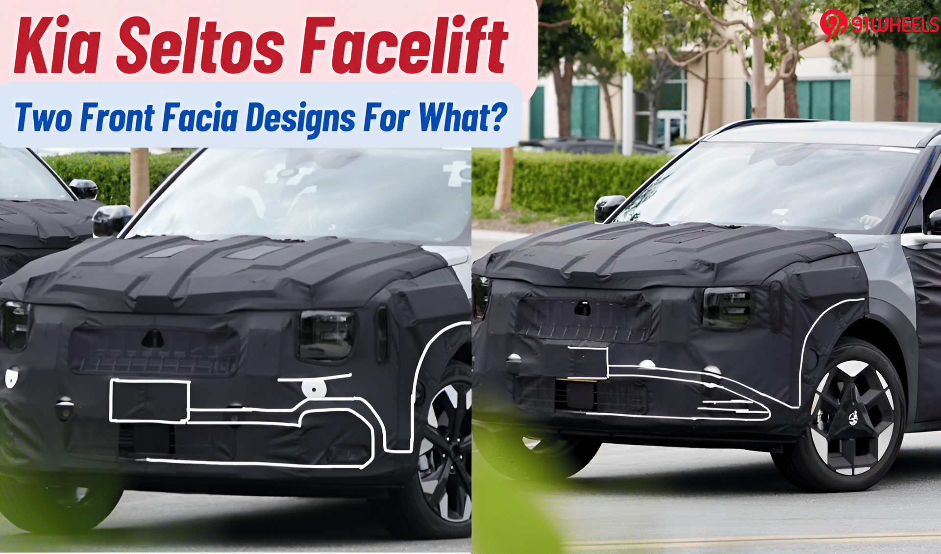 2026 Kia Seltos Facelift: Two Front Designs Hint at Petrol and EV Variants