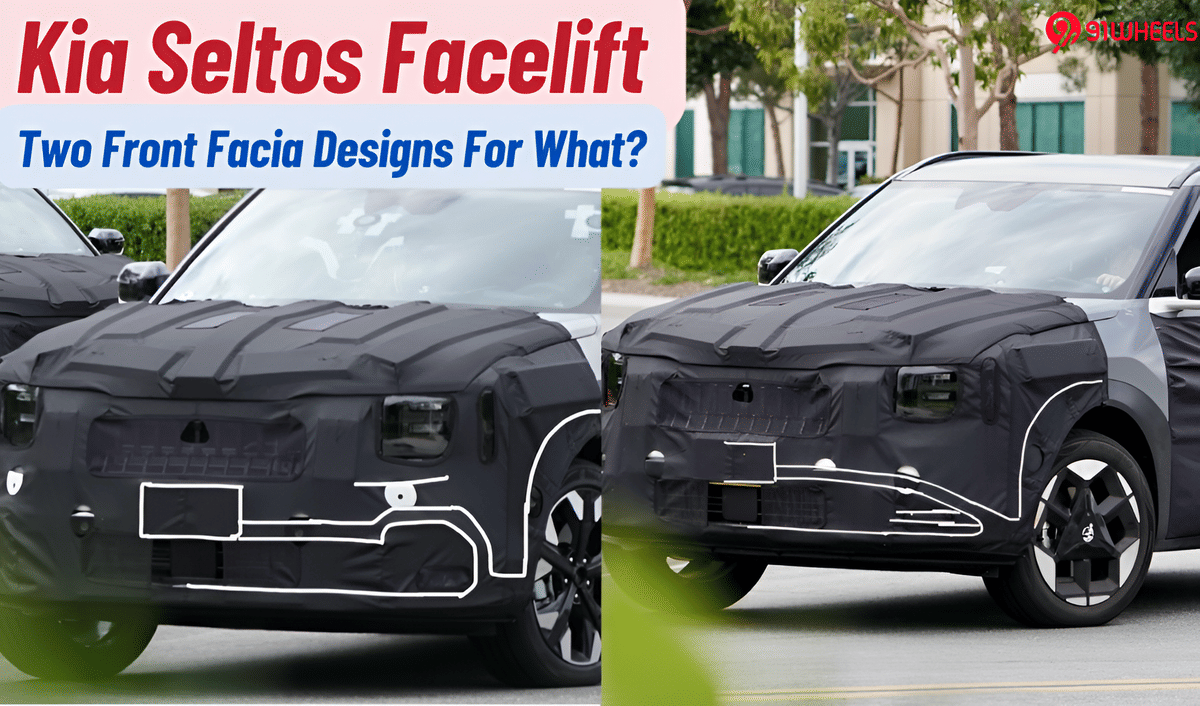 2026 Kia Seltos Facelift: Two Front Designs Hint at Petrol and EV Variants 2026 Kia Seltos Facelift: Two Front Designs Hint at Petrol and EV Variants