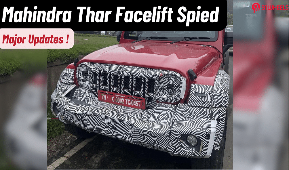 Mahindra Thar Facelift Front Facia Spied; New Grille, Touchscreen, & More