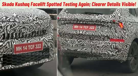 Skoda Kushaq Facelift Spotted Testing Again, Clearer Details Visible!