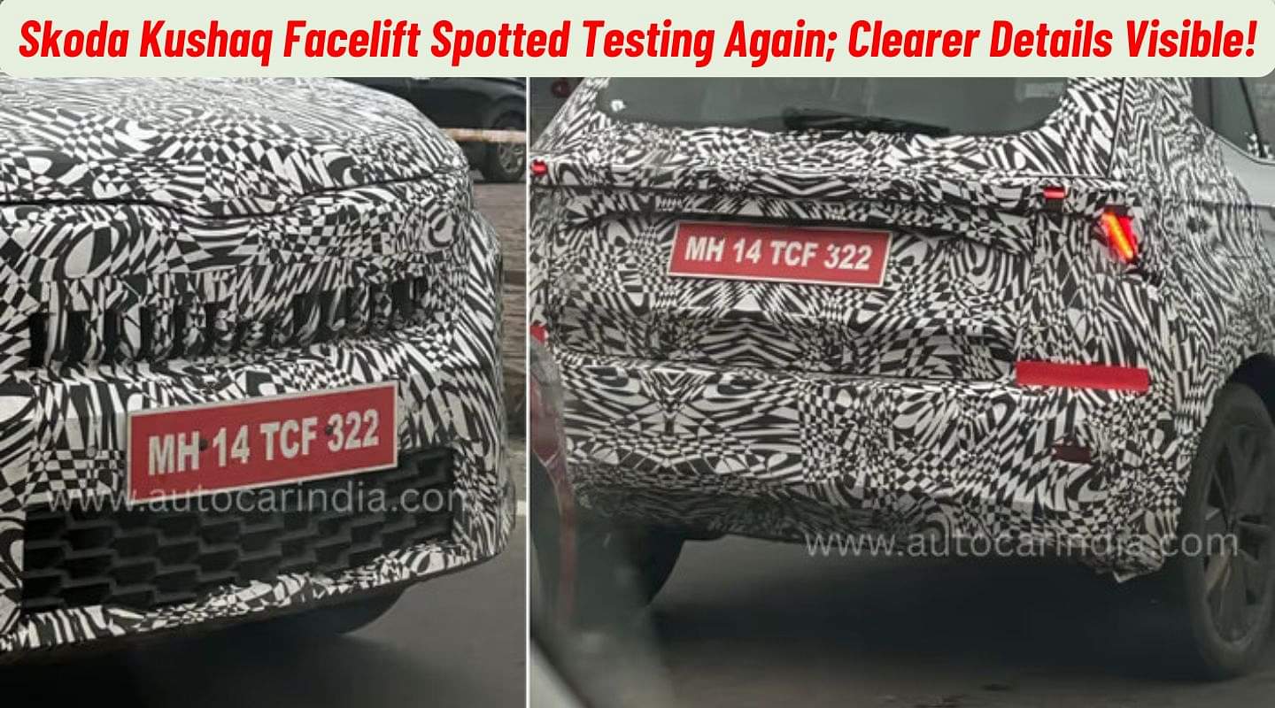 Skoda Kushaq Facelift Spotted Testing Again, Clearer Details Visible! Skoda Kushaq Facelift Spotted Testing Again, Clearer Details Visible!