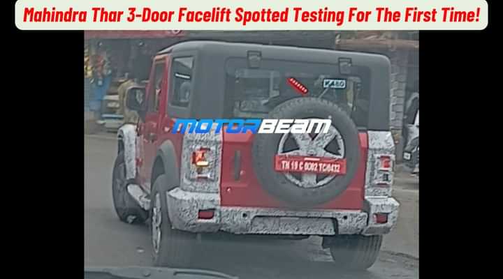 Mahindra Thar 3-Door Facelift Spotted Testing For The First Time!