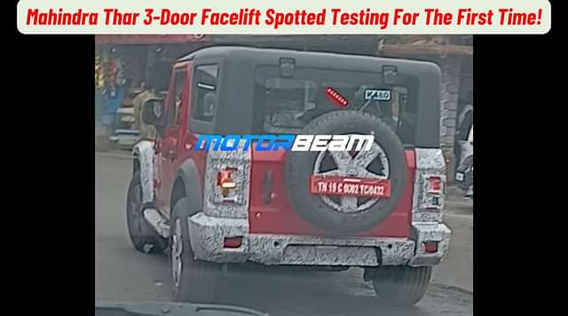 Mahindra Thar 3-Door Facelift Spotted Testing For The First Time!