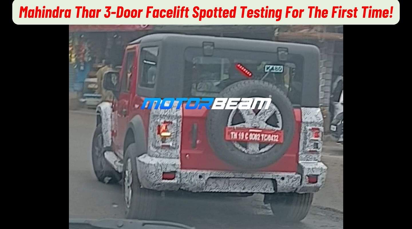 Mahindra Thar 3-Door Facelift Spotted Testing For The First Time! Mahindra Thar 3-Door Facelift Spotted Testing For The First Time!