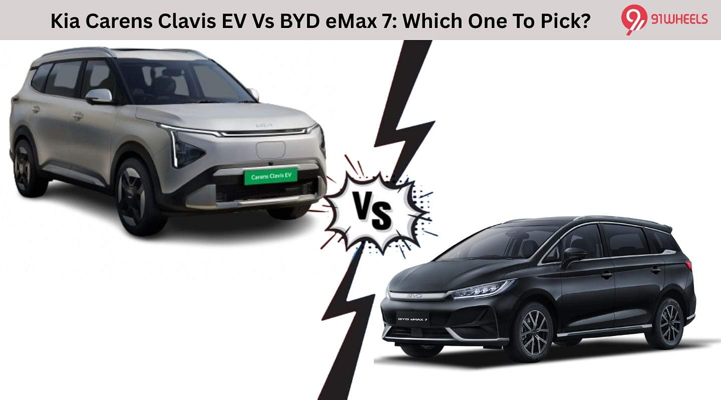 Kia Carens Clavis EV Vs BYD eMax 7: Which One To Pick? Kia Carens Clavis EV Vs BYD eMax 7: Which One To Pick?