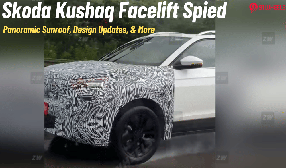 Skoda Kushaq Facelift Spied Testing: Panoramic Sunroof & More