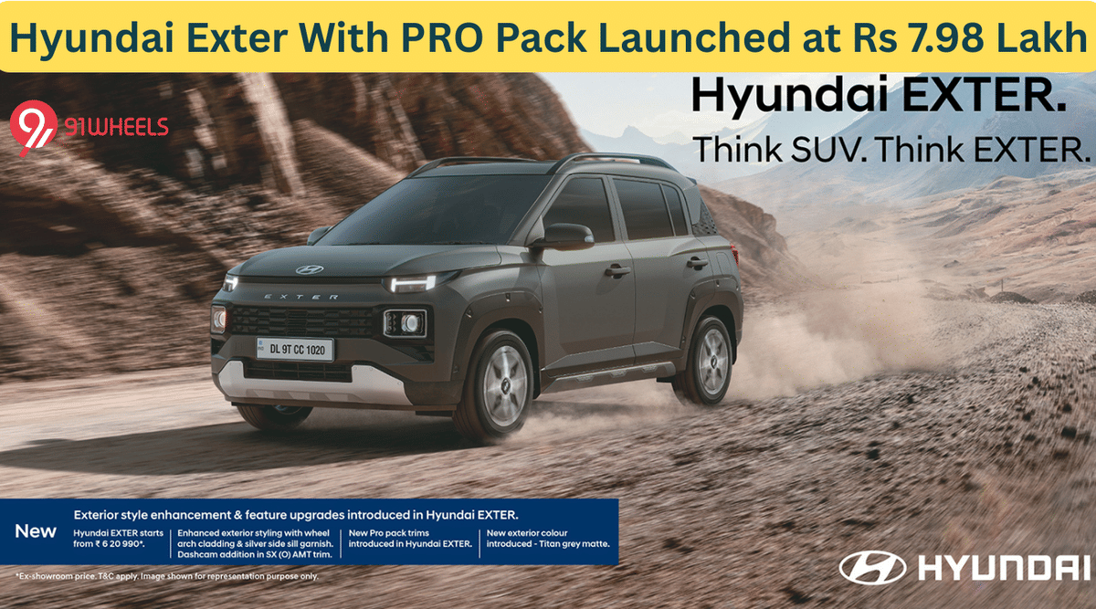 Hyundai Exter With PRO Pack Launched At Rs 7.98 Lakh Hyundai Exter With PRO Pack Launched At Rs 7.98 Lakh