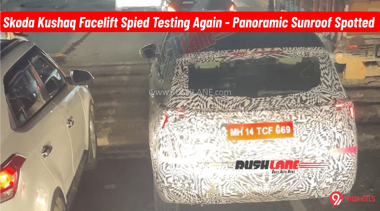 Skoda Kushaq Facelift Spied Testing Again - Panoramic Sunroof Spotted Skoda Kushaq Facelift Spied Testing Again - Panoramic Sunroof Spotted