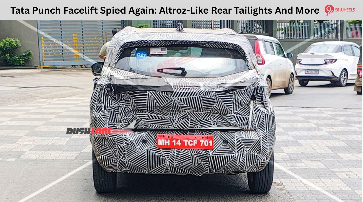 Tata Punch Facelift Spied Again: Altroz-Like Rear Tailights And More Tata Punch Facelift Spied Again: Altroz-Like Rear Tailights And More