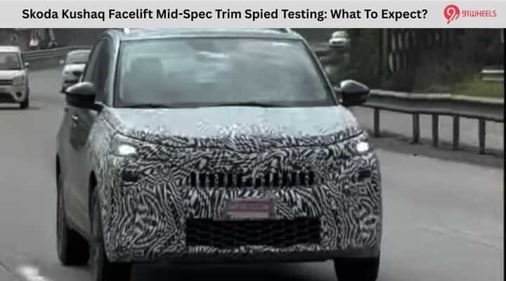 Skoda Kushaq Facelift Mid-Spec Trim Spied Testing: What To Expect?
