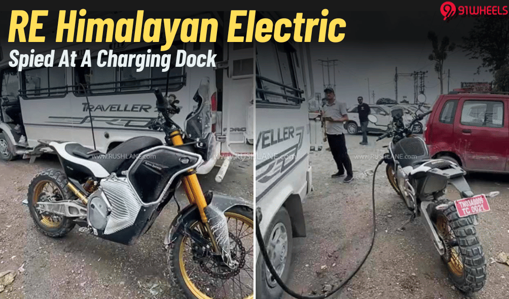 Royal Enfield Himalayan Electric Spied Docked At Charging Station Royal Enfield Himalayan Electric Spied Docked At Charging Station