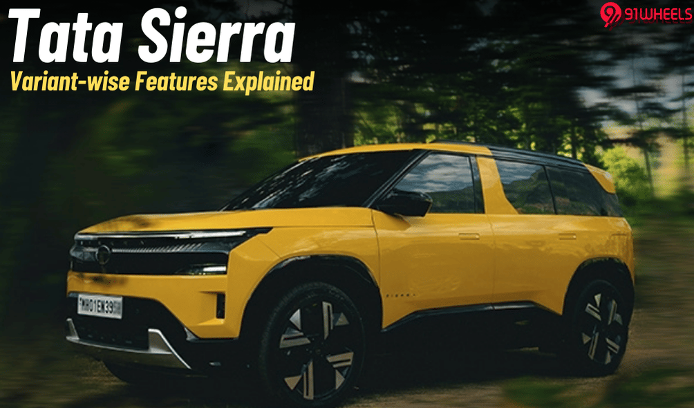 Tata Sierra Variant-Wise Features- Panoramic Sunroof, Triple-Screen & More Tata Sierra Variant-Wise Features- Panoramic Sunroof, Triple-Screen & More