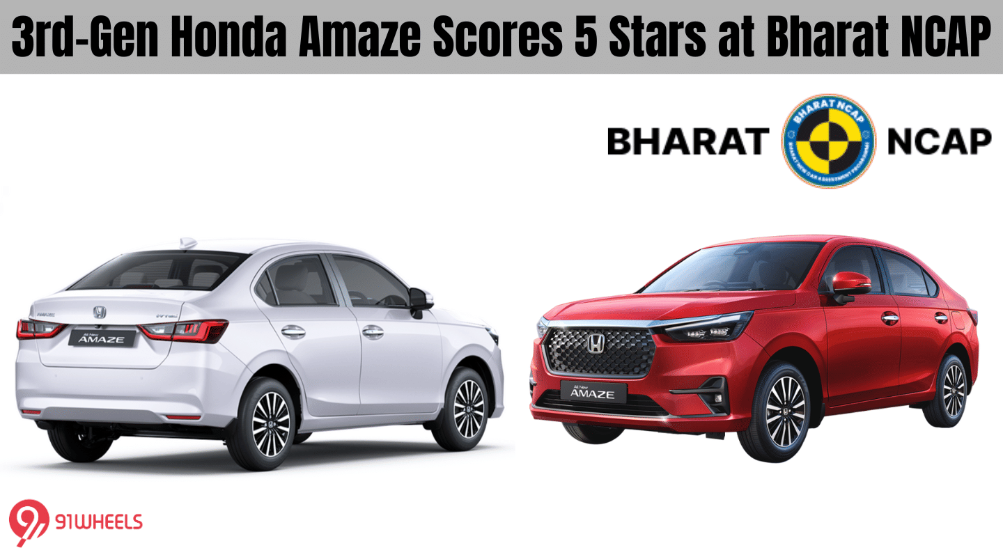 3rd Gen Honda Amaze Scored 5-Stars At Bharat NCAP 3rd Gen Honda Amaze Scored 5-Stars At Bharat NCAP