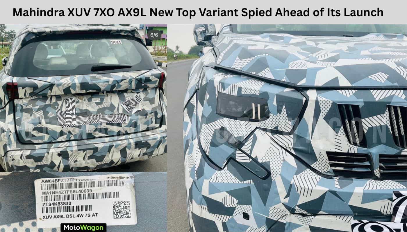 Mahindra XUV 7XO AX9L New Top Variant Spied Ahead of Its Launch