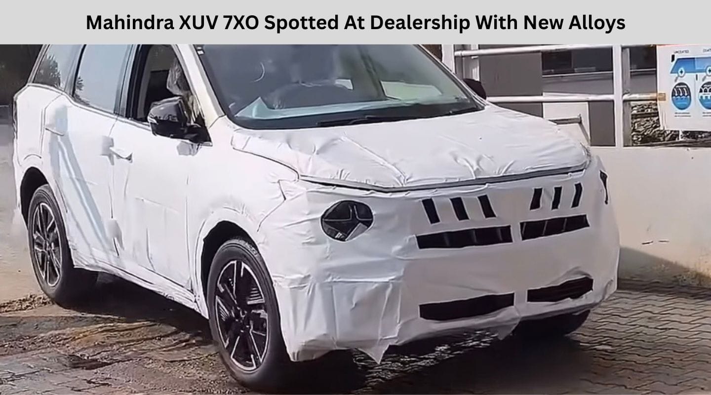 Mahindra XUV 7XO Spotted At Dealership With New Alloys Mahindra XUV 7XO Spotted At Dealership With New Alloys