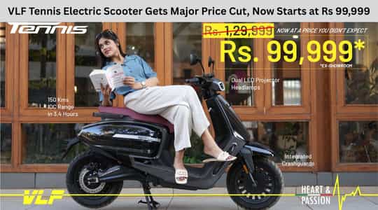 VLF Tennis Electric Scooter Gets Major Price Cut, Now Starts at Rs 99,999