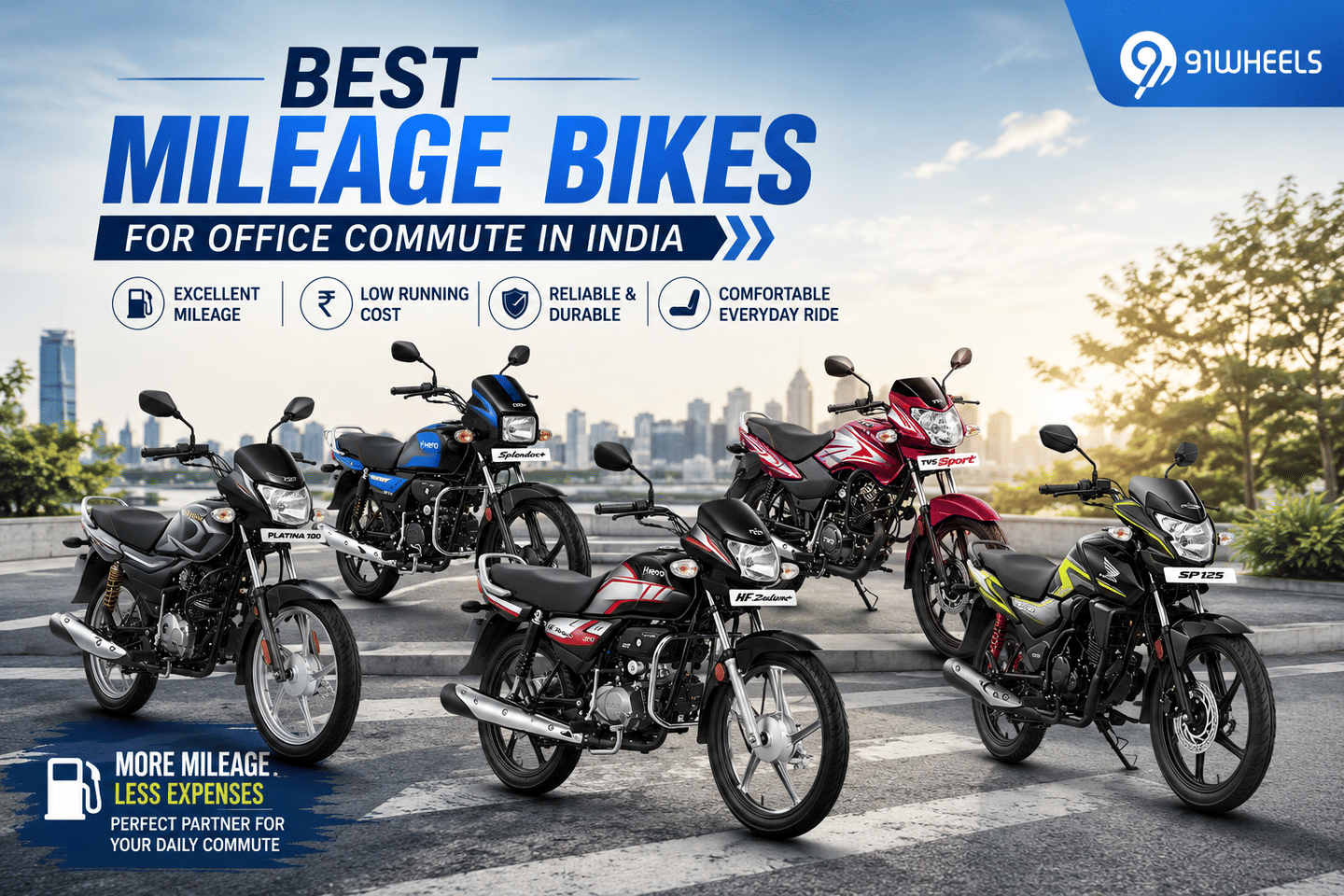 Best Mileage Bikes For Office Commute In India under Rs. 1 Lakh