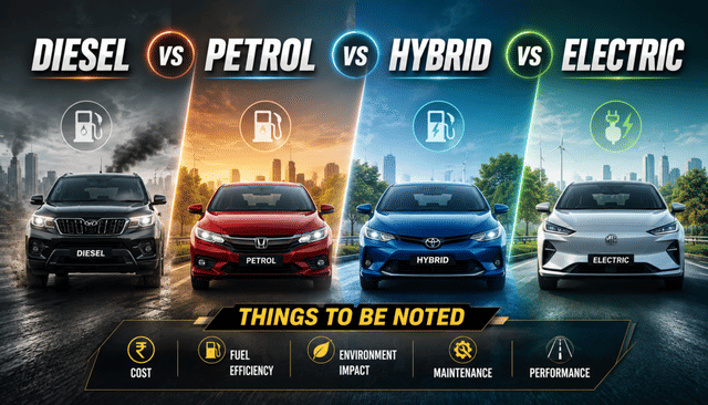 Diesel Vs Petrol Vs Hybrid Vs Electric